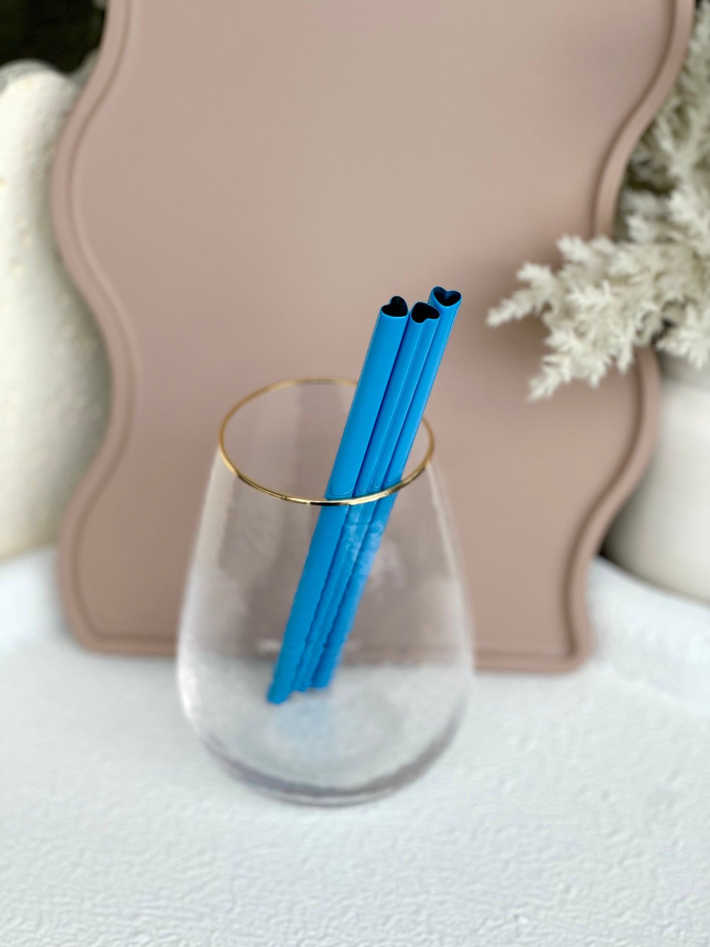 Blue Heart Metal Straws - Set of 3