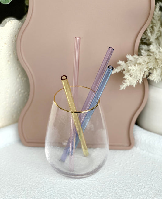 Pastel Glass Straws - Set of 4