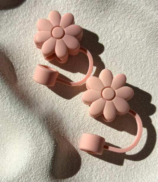 Daisy Pink Straw Lids